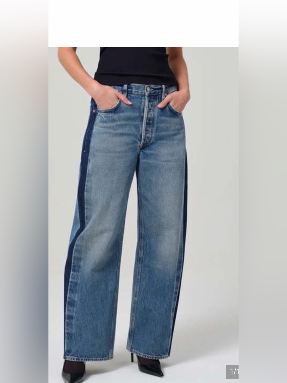 Citizens Of Humanity Two-Tone Blue Wide-Leg Jeans